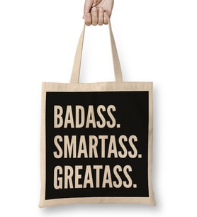 Deadpool Badass Smartass Greatass Funny Joke Deadpool Parody 04 Bez Çanta Uzun Saplı