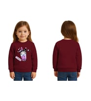 Unisex Kuromi Baskılı Çocuk Swaetshirt 3 İplik Şardonlu (Bordo)