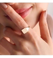 14K Altın Şövalye Yüzük (Kişiselleştir) Kare 0,9 cm (Çok Renkli)