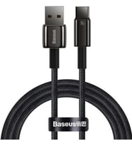 Lexroo Tungsten Gold Hızlı Şarj Kablosu USB to Type-C 100W, 1m, Siyah