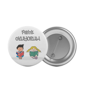 Artık Okuyorum Çanta Rozeti 20 Adet En Büyük Boy 5.8cm İğneli Broş
