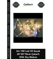 Özel Üretim Perde Işık Yılbaşı Süsleme Dekor 3m 100 Led 20 Saçak 305070cm Çakarlı IP65 Dış Mekan