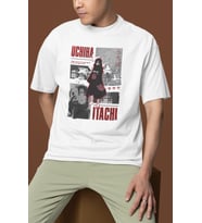 Tasarım Uchiha Itachi Baskılı Unisex Oversize Naruto Anime Dizi Karakter Tişört