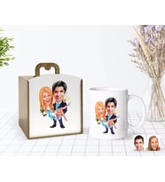 BK Gift Kişiye Özel Ahşap Kutuda Evleniyoruz Karikatürlü Beyaz Kupa Bardak-4