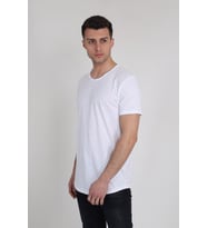 Erkek Bisiklet Yaka Nokta Desenli T-Shirt 21Y-3400747-01 Beyaz