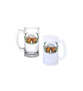 Ghostbastır Design Şerefe Kulplu Bira Bardağı Buzlu veya Şeffaf Seçenekli 0222