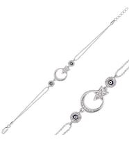 Gümüş Ay Yıldız Nazar Bayan Bileklik