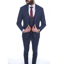 Jan Carlucci Slimfit Yelekli Drop 6 Takım (Lacivert)