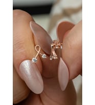 925 Ayar Gümüş Rose Kaplama Minimal Kurdele Küpe