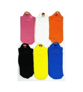 Mulvxbrf Brf02 6 Çift Emoji Desen Nakış Baskılı Kadın Pamuklu Bilek Çorap (Mulvix)