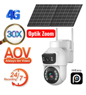 30X Optik Zoom Çift Kameralı 4G Solar Kamera Hieasy Yazılım