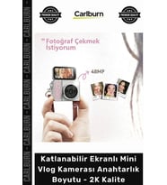 #Kamera Profesyonel Katlanabilir Ekranlı Mini Vlog Kamerası Anahtarlık Boyutu 2K Ultra HD 1.47 İnç