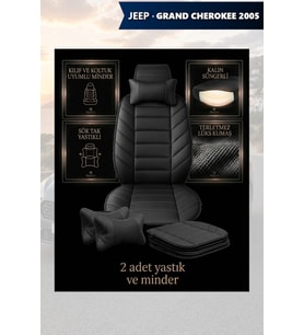 jeep grand cherokee 2005 Koltuk ve Kılıf uyumlu Siyah Lüks Minder Yastık 2 Minder 2 Yastık