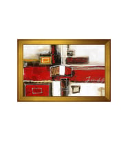 Soyut Şekiller Motifli Kanvas Tablo 80 x 110 cm Gold Çerçeve