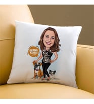 Kişiye Özel Hayvan Sever Kadın Karikatürlü Yastık