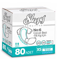 Sleepy Çocuk Bezi Bel Bantlı XS - Extra Küçük - Ekstra Küçük 80 Adet (16+ KG Bel Ölçüsü 40-70 CM)