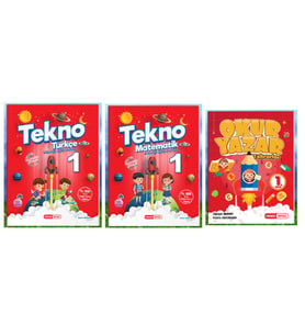 KIRMIZI BEYAZ YAYINLARI 1.SINIF 2.DÖNEM TEKNO TÜRKÇE - MATEMATİK - OKUR YAZAR TEKRAR 3'LÜ SET