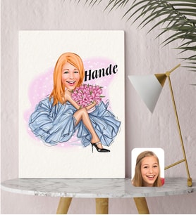BK Gift Kişiye Özel Karikatürlü Moda İkonu 7 Kanvas Tablo (30x50cm.)