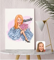 BK Gift Kişiye Özel Karikatürlü Moda İkonu 7 Kanvas Tablo (30x50cm.)