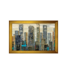 Soyut Binalar Motifli Kanvas Tablo 50 x 70 cm Gold Çerçeve