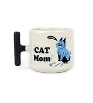 Cat Mom Baskılı Siyah Kulplu T Kupa