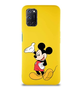 Oppo A72 Soft Premier Kapak Mickey Mouse-C Tasarımlı Silikon Kılıf - Sarı (Şeffaf)