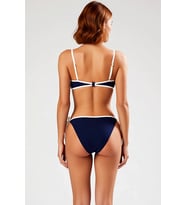 Kadın Bikini Takımı Straplez Balensiz Normal Bel Brazilian Renk Bloklu Örme Kaplı Kolsuz Şık
