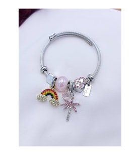 Gökkuşağı Charmlı Çelik Pandora Model Bileklik