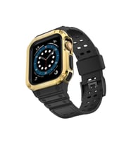 Apple Watch 42mm KR401 Silikon Kordon - Siyah-Gold