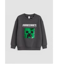 LCW Kids Antrasit Minecraft Payetli Erkek Çocuk Sweatshirt