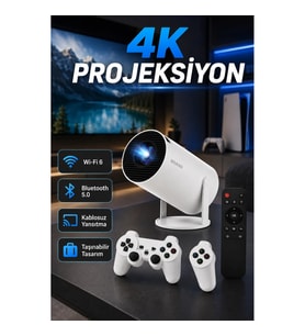 Taşınabilir 4K Projeksiyon Cihazı Wi-Fi 6 Kablosuz Yansıtma ve Bluetooth 5.0