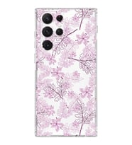 Samsung Galaxy S22 Ultra  Kamera Korumalı Kapak Floral Pudra Tasarımlı  Şeffaf Kılıf