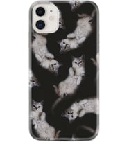 Apple iPhone 11 12 13 Mini Kılıf Desemli Silikon Sevimli Kedicikler 1785