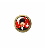 Rozet Atatürk Çember Bayraklı Altın