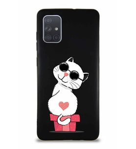 Samsung Galaxy A71 Soft Premier Kapak Coolcat Tasarımlı Silikon Kılıf - Siyah (Şeffaf)