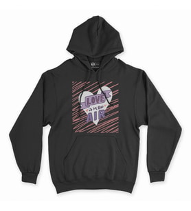 Love Is In The Air Siyah Kapşonlu Sweatshirt Hoddie