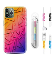 Apple iPhone 11 12 13 14 Pro Max Kılıf Kablo Koruma Spiral Silikon Üçgenler 1635