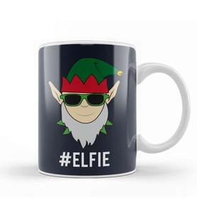 Hashtag Elfie Elf Christmas Kupa Bardak Porselen