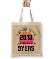 2013 Birthday Gift -Made, Born in 2013 Gift - 9 Year Old Birthday Gift Vintage Style Bez Çanta Uzun Saplı