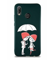 Huawei P20 Lite Soft Premier Kapak Aşk Tasarımlı Silikon Kılıf - Yeşil (Şeffaf)