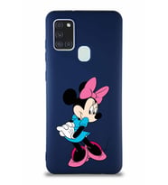 Samsung Galaxy A21S Soft Premier Kapak Minnie Mouse-F Tasarımlı Silikon Kılıf - Lacivert (Şeffaf)