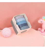 Vintage Washi Tape Bant Yapışkanlı Maskeleme Kağıdı Renkli Bant 5 li - Mor-Mavi Tonları N2