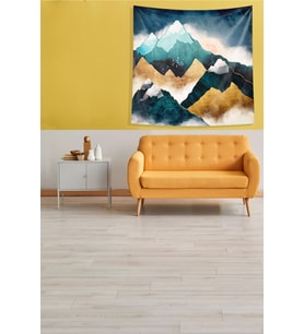 Mavi Güneşin Doğuşu Sunset Leke Tutmaz Kadife Kumaş Duvar Örtüsü Duvar Halısı Tapestry