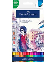 Faber-Castell Goldfaber Aqua Çift Uç Markör 18’Li, Yüksek Pigmentli, Kalıcı Ve Canlı Renkler, Fırça (Standart)