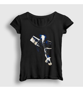 Presmono Kadın Siyah Ice Guitar Buckethead T-Shirt 456322tt