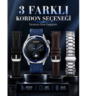 AMOLED Ekranlı Bluetooth Akıllı Saat 3 Kordonlu Uzun Pil Ömürlü