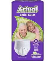 Actual Emici Külot Yetişkin Bezi XL - Extra Large - Ekstra Büyük (30 Adet) (Islaklık Göstergeli)