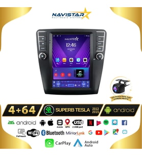 Skoda Superb Tesla 4GB + 64GB 2013-2019 Model  Kablosuz Carplay Navigasyon Qled Multimedya Sistemi