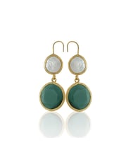 Kadir Jewellery 22 Ayar Altın Kaplama Kadın İnci Küpe -El İşçiliği Ve Hipoalerjenik Küpe (K.Yeşil)