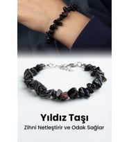 Yıldız Taşı Doğal Kırık Taş Lacivert Zincir Kapamalı Bileklik